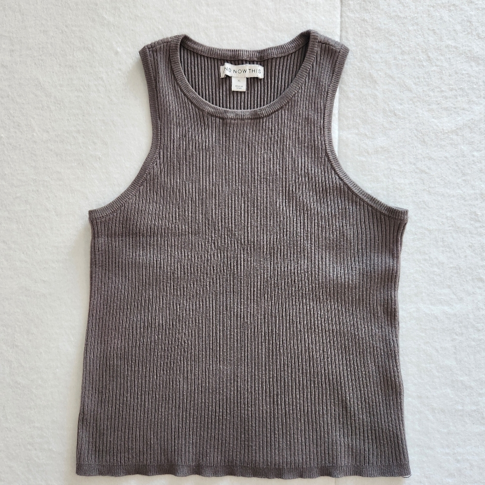 Noow This Ribbed Tank Top in Taupe